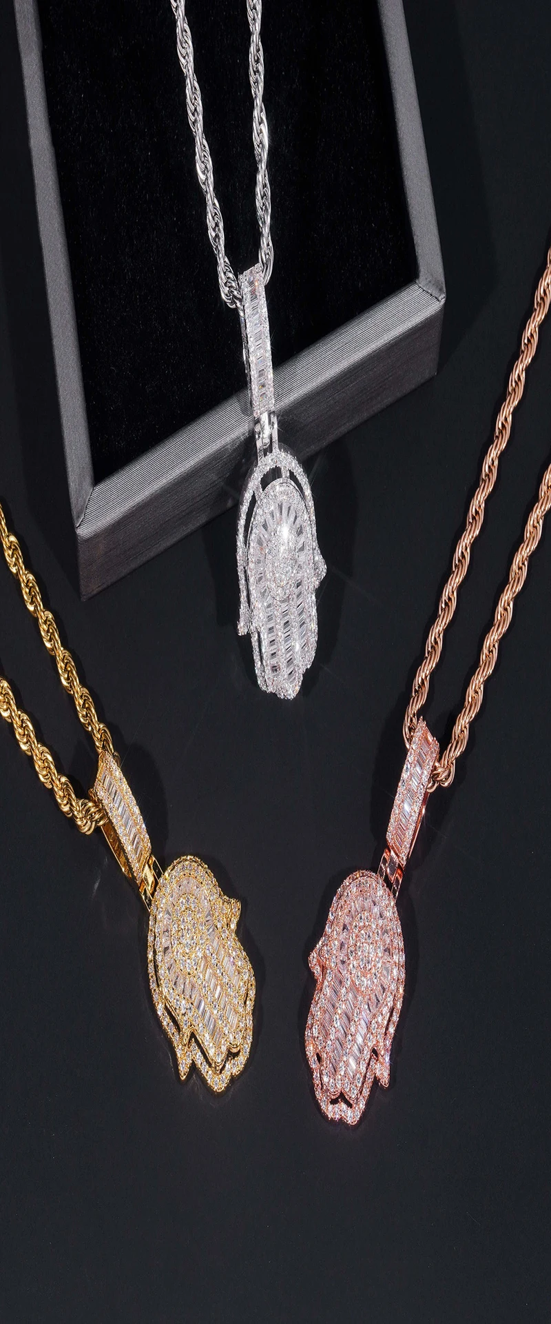 925 Sterling Silver Moissanite Paved Bling Iced Out Wrist pendant Necklaces For Men woman Hip hop Rapper Jewelry