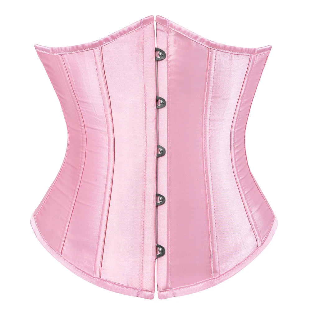 Women Gothic Sexy Satin Underbust Corset Bustier Top Waist Cincher Slimming Body Shaper Corsets Bustiers Lingerie Plus Size