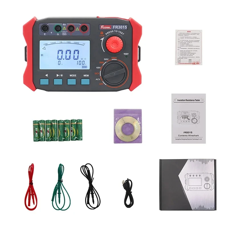 50/100GΩ AC DC 1000V/2500V Megohmmeter Insulation Resistance Meter Absorption Ratio and Polarization Index Tester