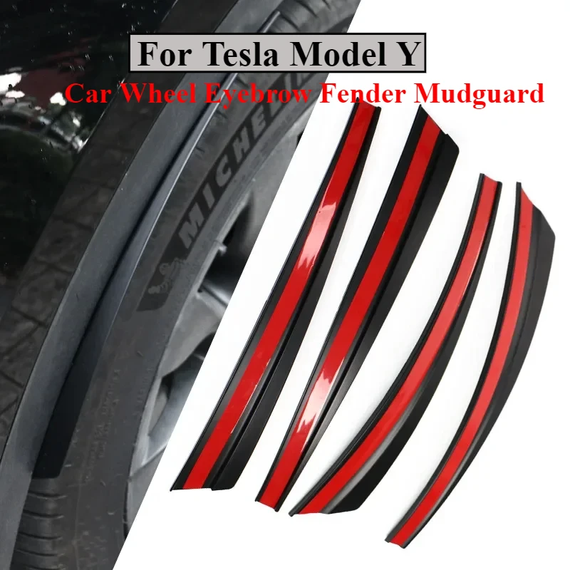 Front+Rear Car Wheel Eyebrow Fender Mudguard For Tesla Model Y 2023 Mud Flap Splash Guard Automotive Modification Accessories