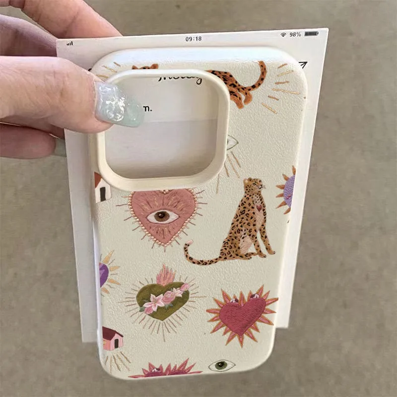 Funda de teléfono con patrón de cuero Lichee de leopardo bonito de lujo para Samsung S25 S24 S23 S22 S21 S20 S10 Plus Ultra 4G 5G cubierta a prueba de golpes
