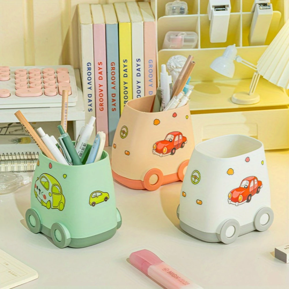 1 Piece, Large-Capacity Car-Shaped Pencil Case—Made of Durable Pp Material, Stylish Desktop Storage Box, Suitable for Students and Office Use