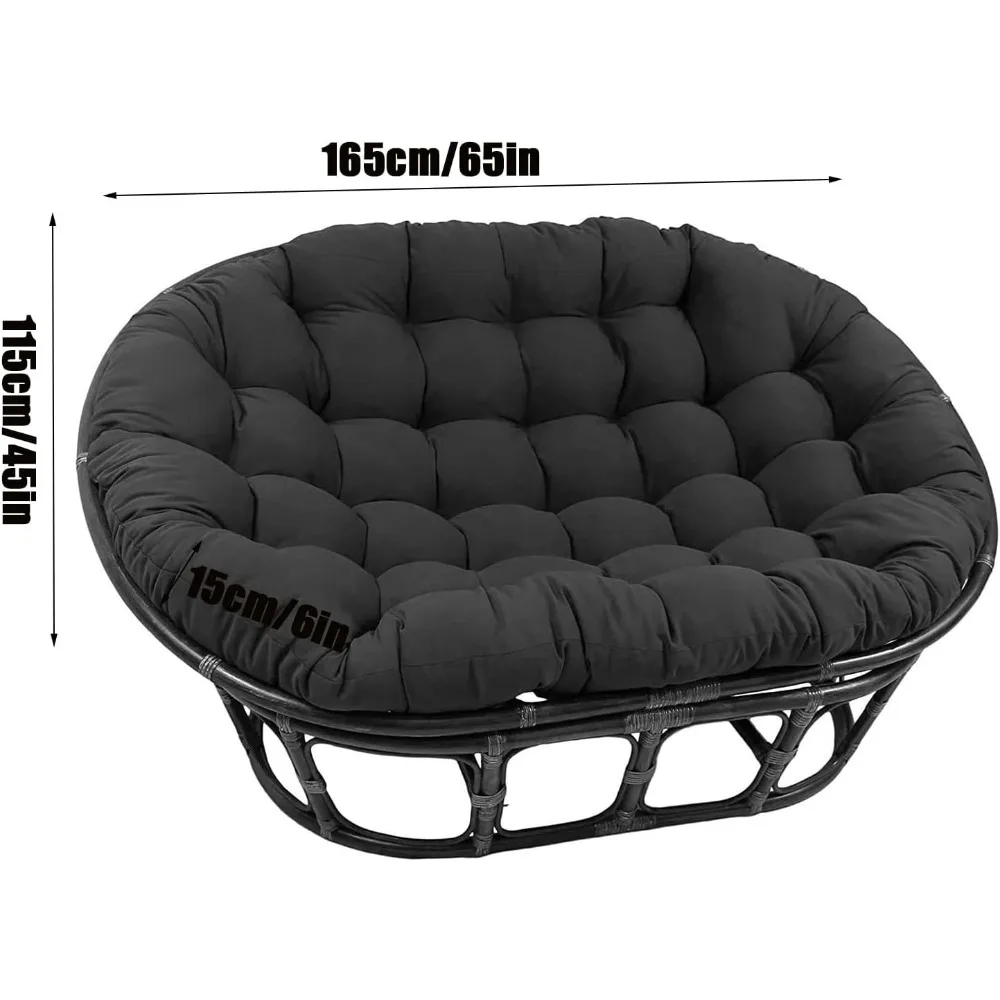 وسادة كرسي باباسان مزدوجة، وسادة كرسي الروطان المتأرجحة في الهواء الطلق، وسادة كرسي عش البيض مع أشرطة تحديد المواقع، مبطنة غير قابلة للانزلاق #2