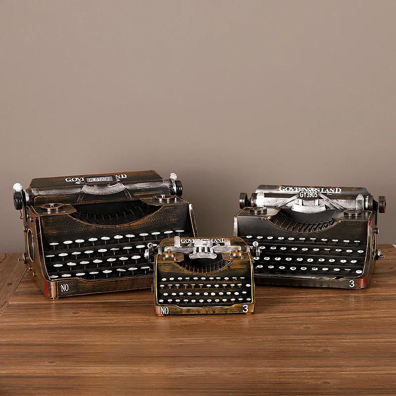 Retro Vintage Typewriter Model,handmade Props Model Retro Decoration Metal Decorative Figurines Home Decoration Ornaments