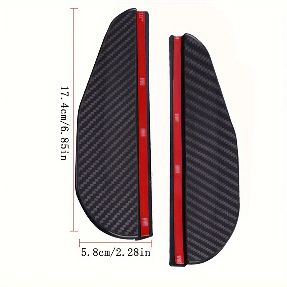 2pcs Carbon Fiber Look Car Side Mirror Rain Guards - Sun & Snow Shield Visors for Enhanced Rear View Safety, Easy Install