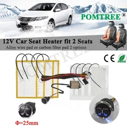 New Build-in Car Seat Heater Kit Fits 2 Seats Universal Alloy Wire/Carbon Fiber Heating Pad Single 3-level Control Switch