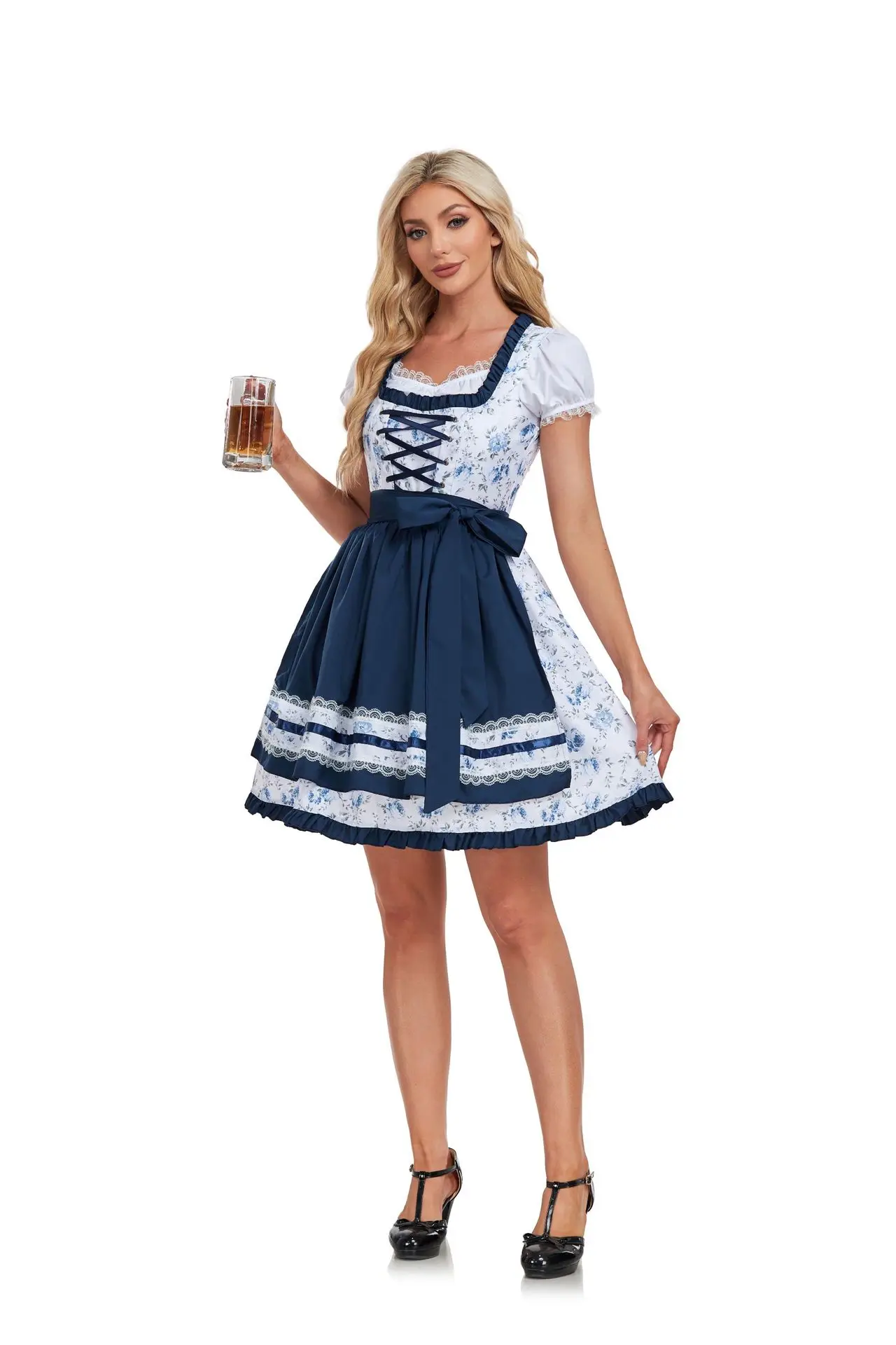 Traditional Oktoberfest Women Apron Floret Dirndl Dress German Beer Wench Dress Bavarian Traditional Oktoberfest Costume