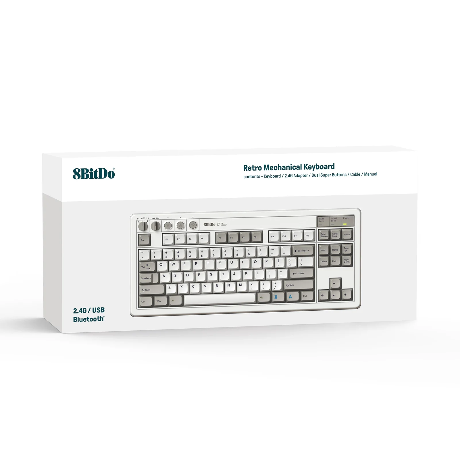 8Bitdo Retro Mechanisch Toetsenbord, Bluetooth/2.4G/USB-C Hot Swappable Gaming-Toetsenborden, Game-Accessoires Voor Windows En Android