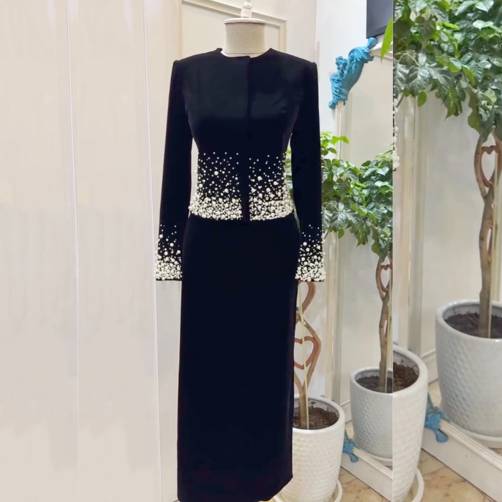 

Customized High Quality Formal Evening Dress O-Neck StraightMidi Dresses Occasion Elegant Party Wedding Glitter