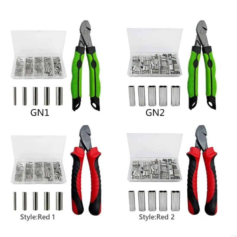 2025 New Wire Rope Crimper Fishing Crimping Tool with Crimping Loop Sleeves 5 Sizes Single Barrels Ferrule Fishing Crimping