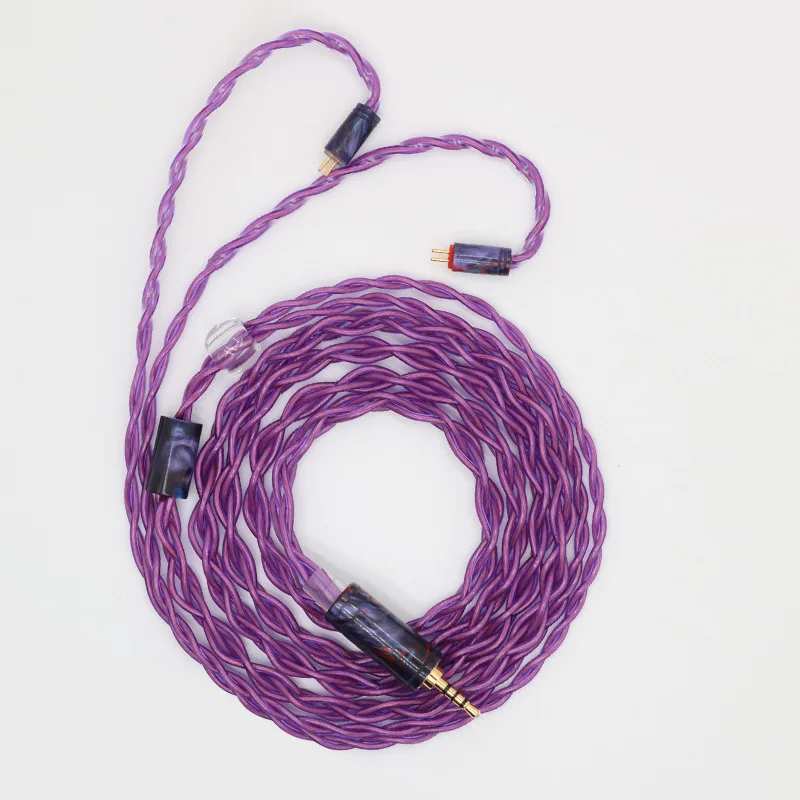 2024FHSKS 4-Strand Purple Cross Braided Headphone Audio Cable QDC0.78 Dual Pin Single Crystal Copper OCC Headphone Upgrade Cable