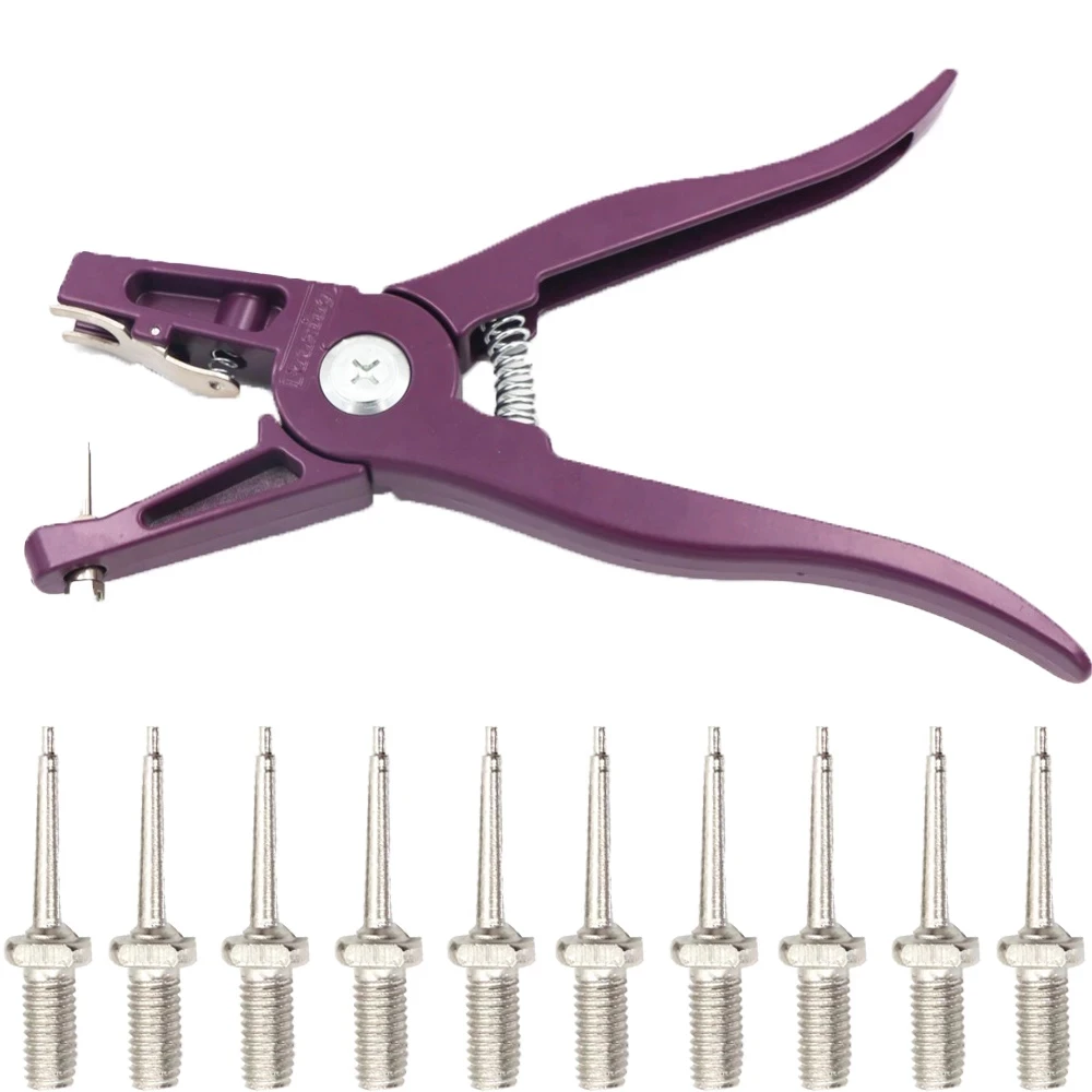 1 pz pinze per marchi auricolari per bestiame con ago per marchi auricolari pinze per spine per orecchie di animali in metallo viola strumento di identificazione per conigli di vacca suina