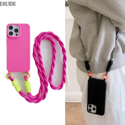 Shockproof Candy Lanyard Case For iPhone 17 16 Pro Max 14 12 11 13 15 Plus Air X XS Crossbody Neck Cord Strap Soft TPU Cover
