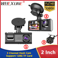 3 Channel Dash Cam Camera Lens Car Dvr HD 1080P Dash Camera Dual Lens Dashcam Video Recorder Black Box 24Hour Parking Monitoring