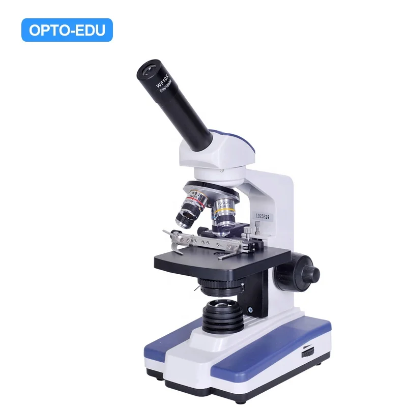 OPTO-EDU A11.1133-B Monocular Quadruple Achromatic 4x10x40x100x Plain Stage Microscope