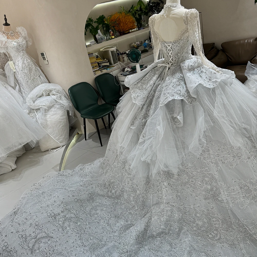Modern Wedding Dresses Ball Gown Bridal Gowns Organza Full Sleeves Floor Length Robes Charming Vestidos De Novia Customized