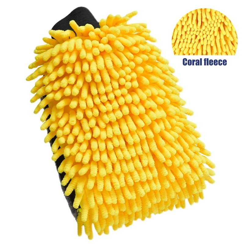 

Waterproof Car Wash Microfiber Chenille Glove Thick Cars Cleaning Mitt Wax Detailing Brush Auto Care Double-faced Gloves