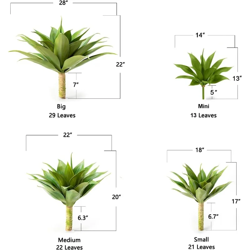 Artificial Plant Outdoor Agave - Large Size UV Resistant Fake Agave Plants for Indoor and Outdoor Succulents Decor(28 Inch)