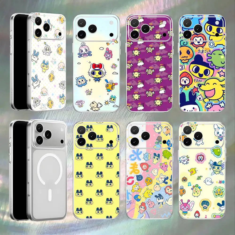 

Cute Game T-Tamagotchis Transparent White Phone Case For iPhone 17,16,15,14,13,12,11,Pro,Max,Plus Magnetic Wireless Charging