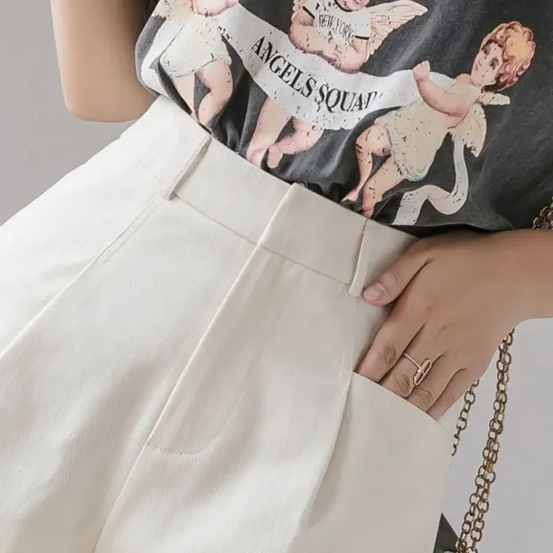 Short Pants for Women To Wear Boxer High Waist Loose Work Womens Shorts Baggy Office Wide Streetwear Aesthetic Trend 2024 Cheap