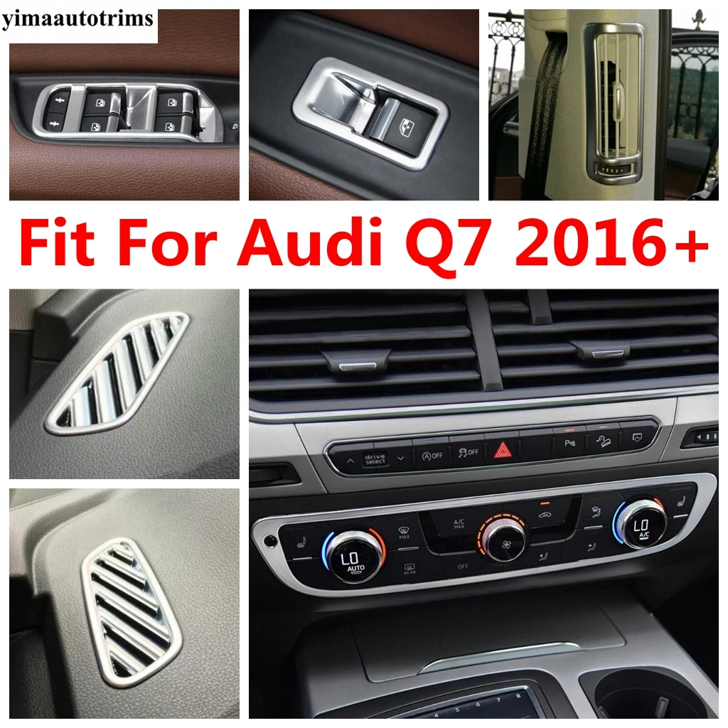 

B Pillar Air Outlet Front Dashboard AC Vent Door Armrest Window Lift Button Panel Cover Trim Accessories For Audi Q7 2016 - 2020