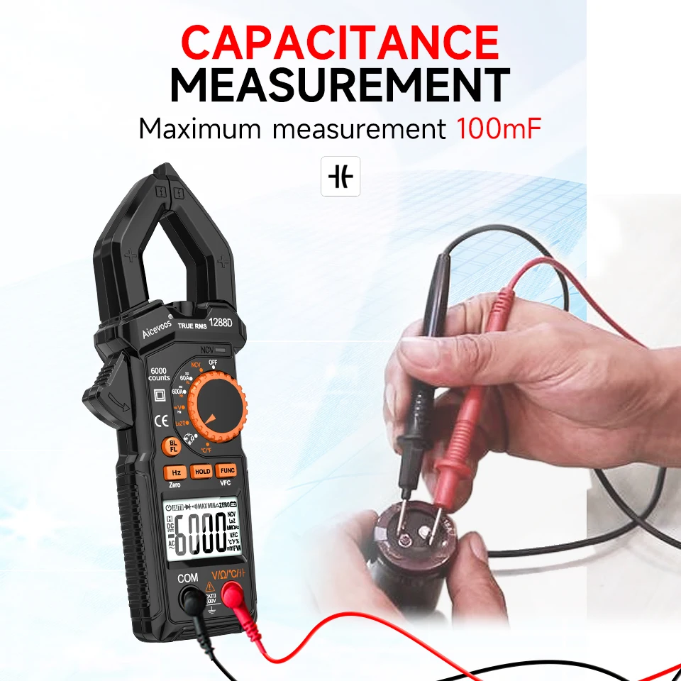 Aicevoos Digital Clamp Meter,AC/DC Voltage,6000 Counts,600A AC/DC Current,Auto Rang,True RMS,Multimeter Voltage Tester Ohm NCV
