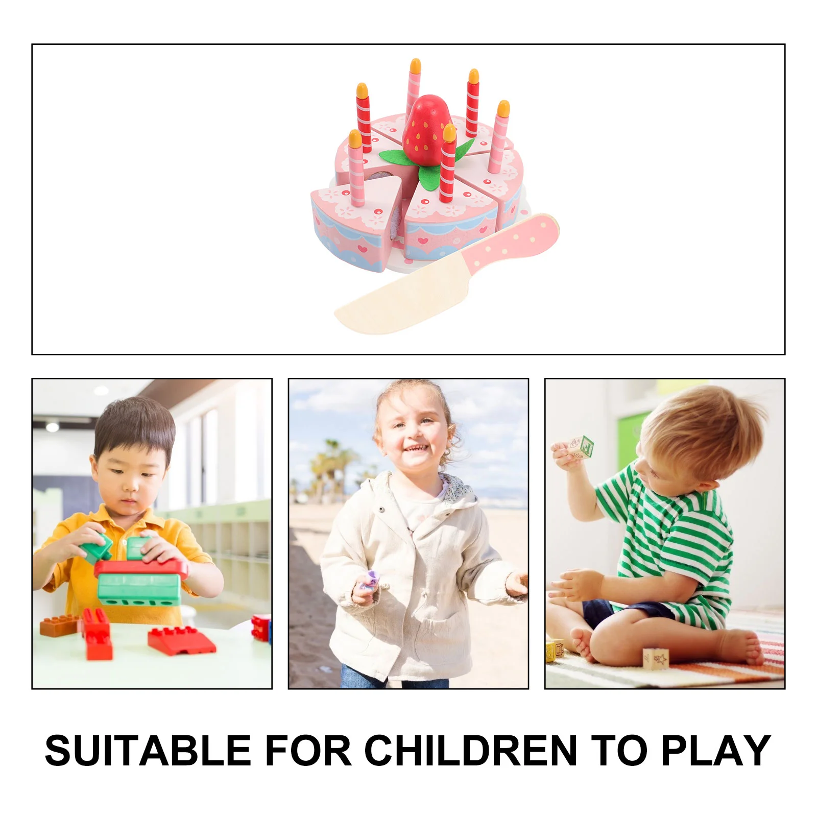 Faire semblant de jouer à un gâteau d'anniversaire, jouet en bois, jouets de simulation pour enfants, puzzle de coupe pour enfant