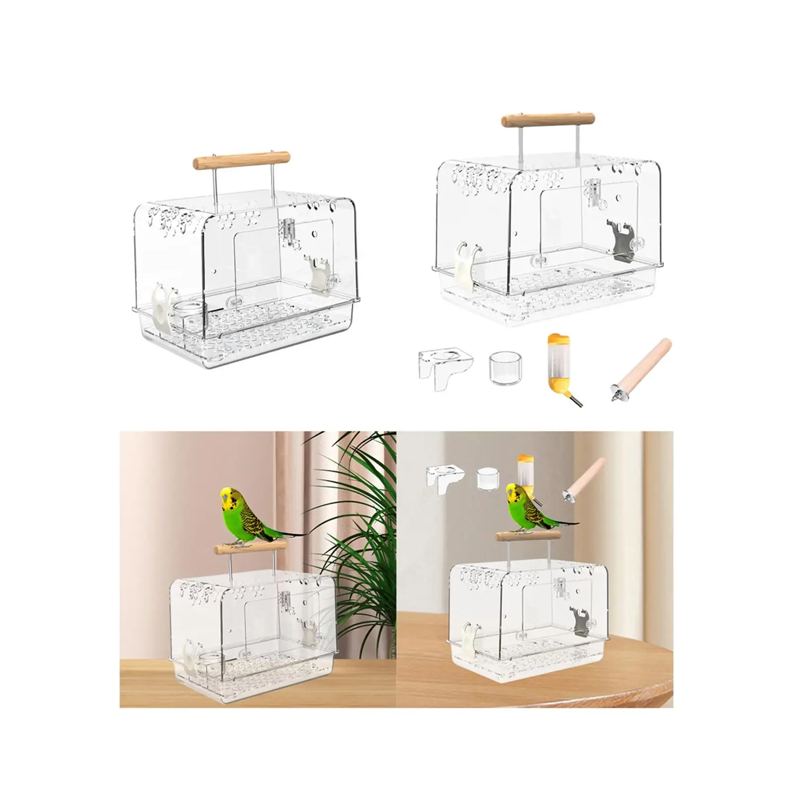 Imagem -03 - Lightpeso Bird Cage Acrílico para Papagaios Canários Bird Carrier Villa