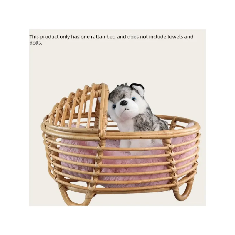 Handmade Brown Rattan Bed & Basket - Newborn Photography Props Practical Baby Furniture & Cherished Growth Souvenirs for Shoots view 4