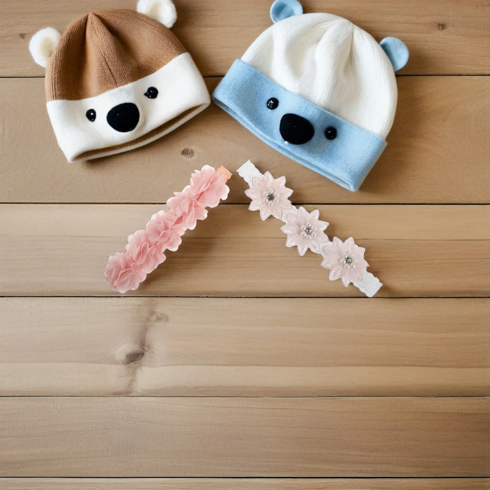 

5 шт., детские повязки на голову с цветочным узором, эластичные повязки на голову с жемчужными цветочными акцентами, эластичные повязки на голову для новорожденных, аксессуары для волос для маленьких девочек