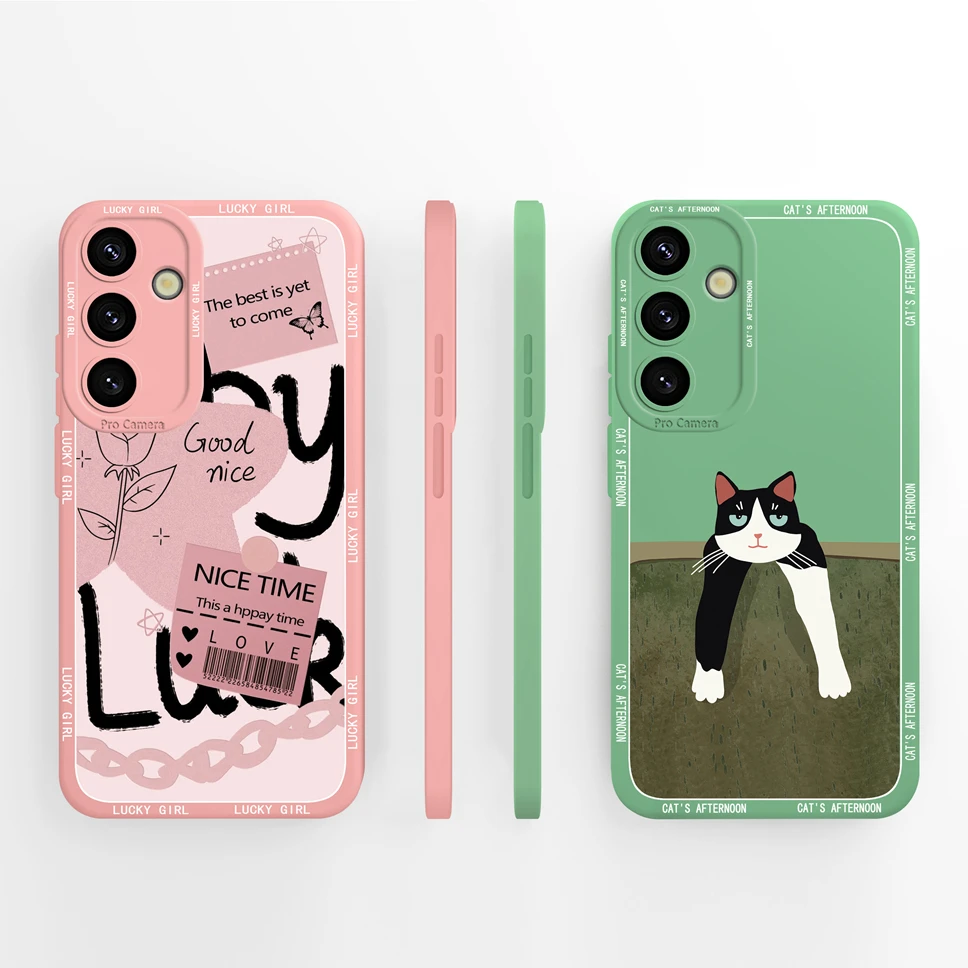 Etui do Samsung Galaxy S24 Plus S24Ultra S24FE Pretty Cat Miękkie, płynne silikonowe pokrowce ochronne do Samsung Galaxy S24 Fundas