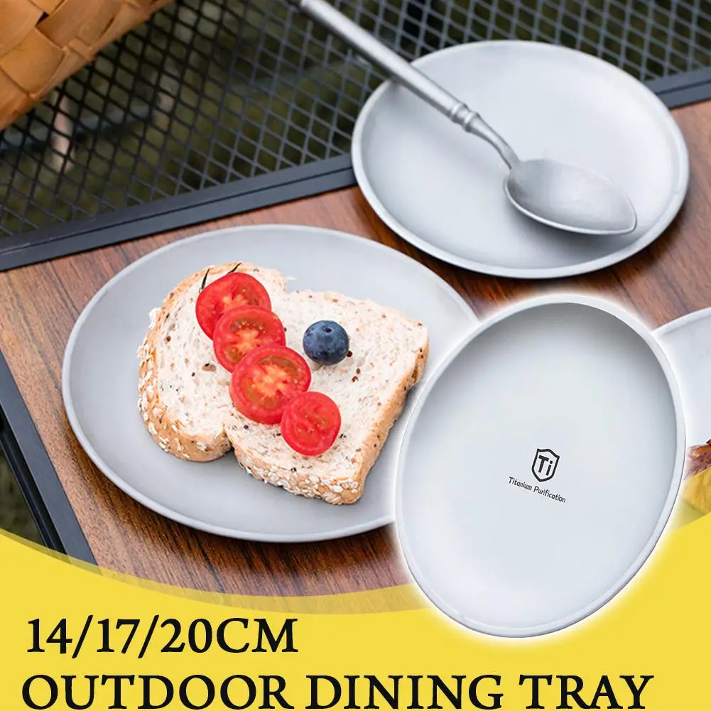Camping Titanium Serving Plates Stackable Tableware 3-Piece Set Lightweight Durable Dinnerware for Outdoor Picnic & Home Use