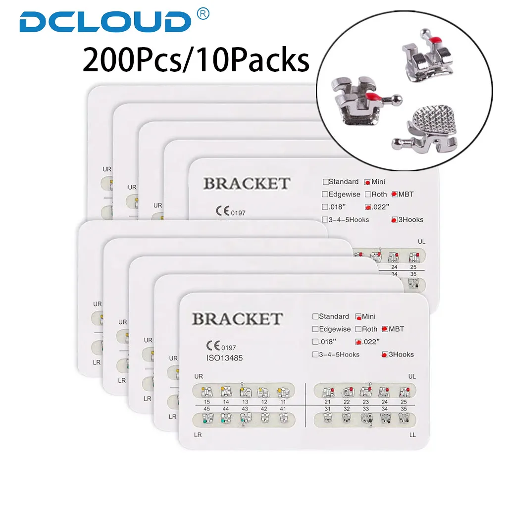 10 Packungen Zahnkieferorthopädische Metallklammern Zahnspangen Gerader Bogendraht Split Wedling Mini Roth/MBT/Edgewise 0,018/0,022 Haken 345/3 – Detail 4