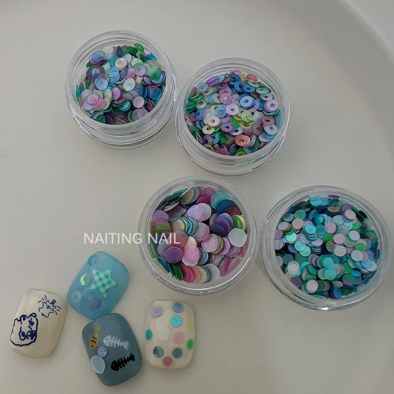 1 Box Dreamy Colorful Circular Ring Pailletten-Nagelzubehör Nageldekoration 3D Nail DIY Nails Pailletten Bunter Nagelsalon – Detail 6