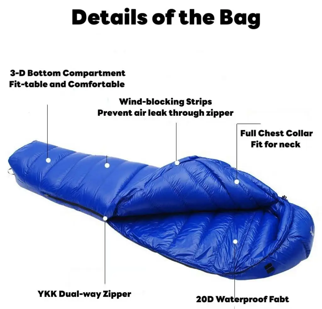 Factory Price Spliceable Nylon Backpacking Sleeping Bag Warm and Waterproof Mummy with Hat for Cold Weather Hiking and Camping