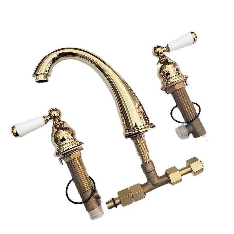 

5-Year Warranty 2025 New Style Classic Luxury Dual Handle 3-Hole Brass Antique Ceramic Basin Mixer Faucets