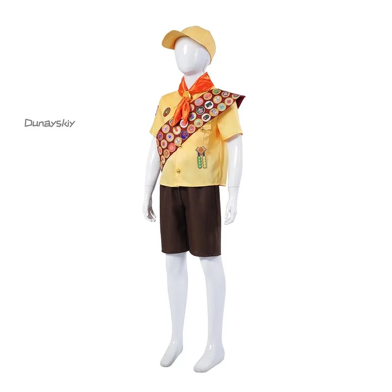 AIAI 2025 애니메이션 영화 업 Wilderness Explorer 러셀 코스프레 의상 어린이 성인 가족 유니폼 모자 액세서리 롤 플레잉 파티