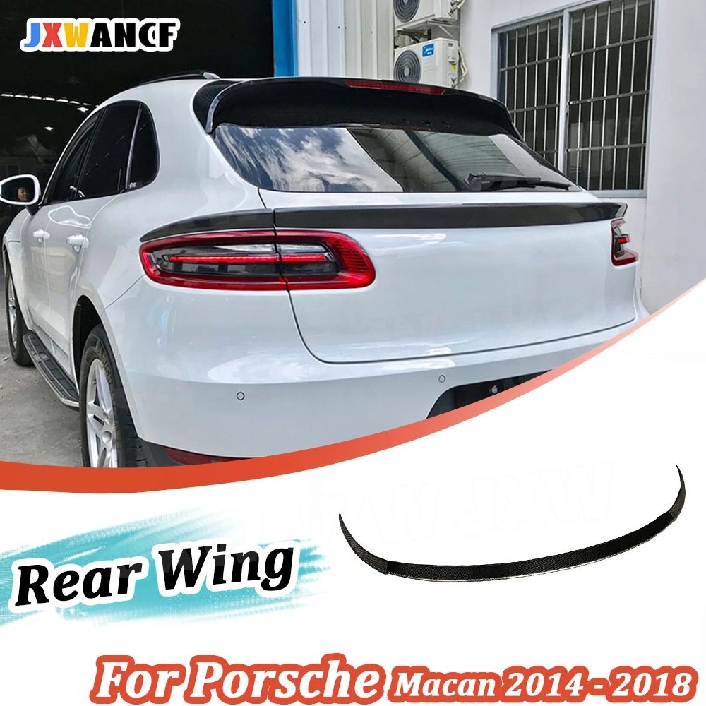 

JXWANCF 3Pcs /Set Carbon Fiber Rear Spoiler Boot Middle Trim Wings for Porsche Macan Spoiler 2014 - 2018 FRP