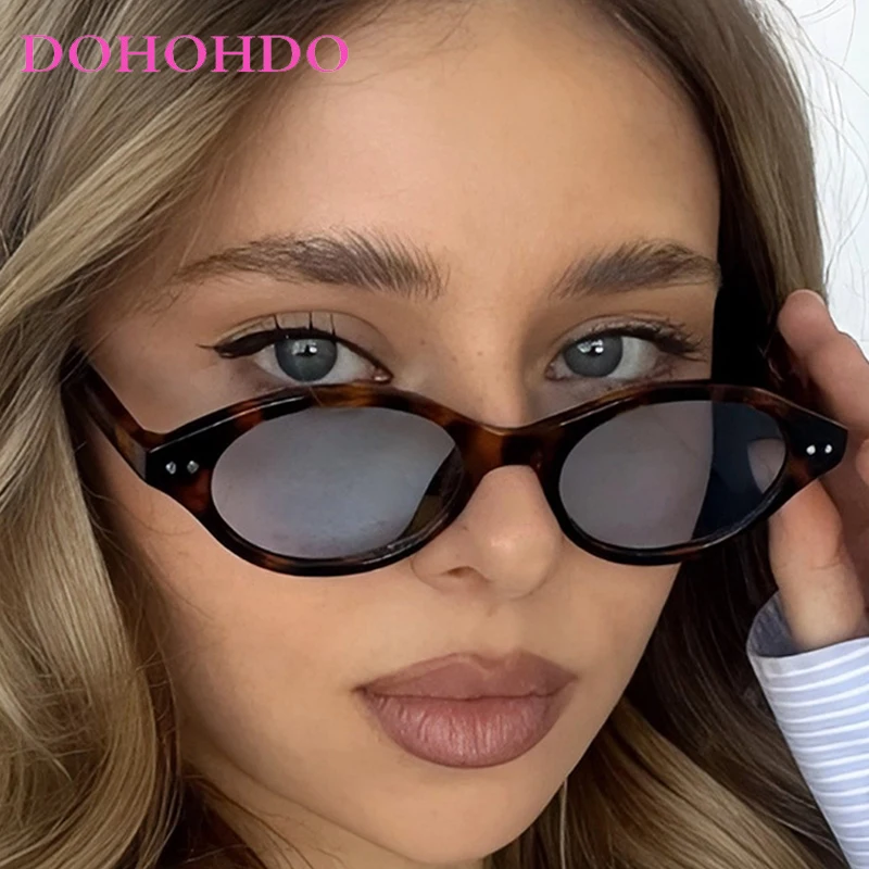 

Fashion Oval Small Frame Rivets Decorate Women Sunglasses Trendy Design Men Sunglass Outdoor Driving Travel Eyewear UV400 Очк