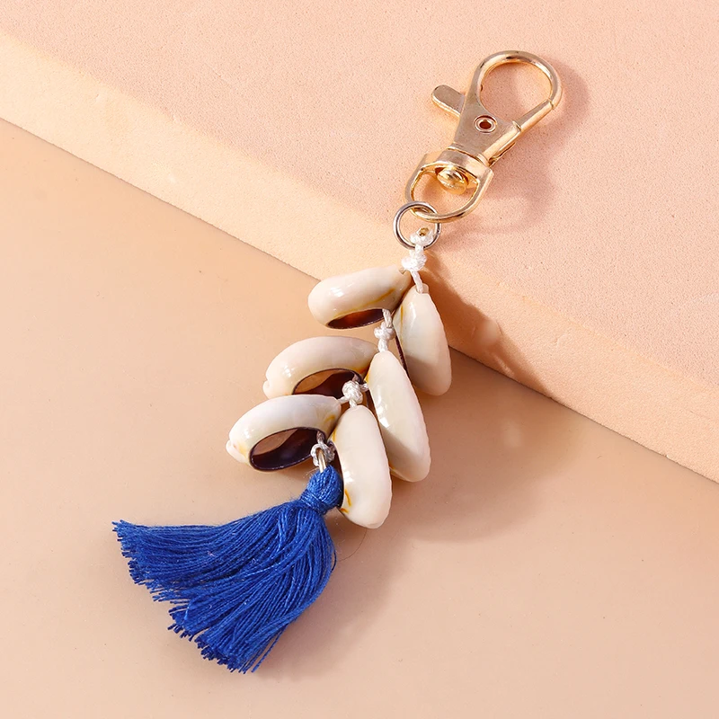 Bohemian Tassel Keychain Summer Beach Shell Charms Keyrings for Women Men Car Key Handbag Pendants Key Chains DIY Accessories