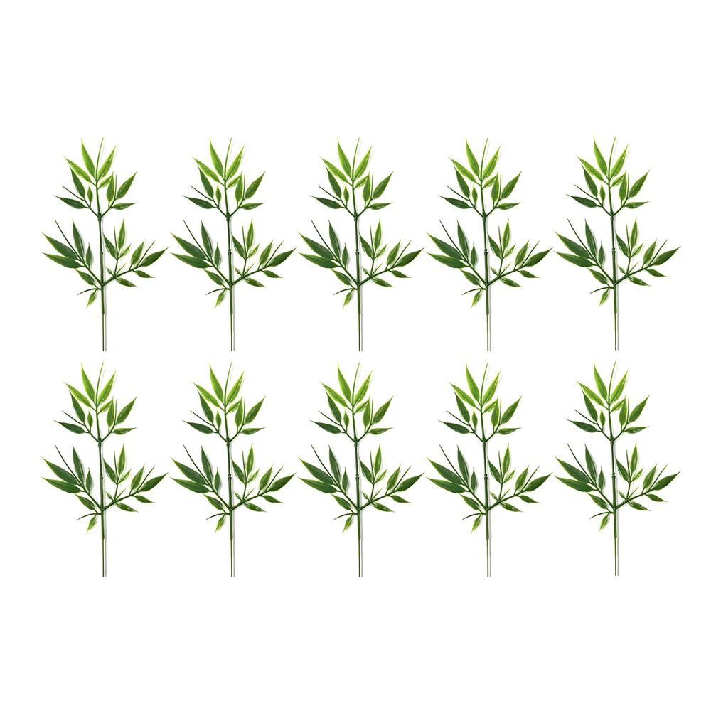 10Pcs 33cm Artificial Bamboo Leaves Greenery Leaves Bamboo Branches Fake Green Plants Garden Home Office Restaurant Decoration