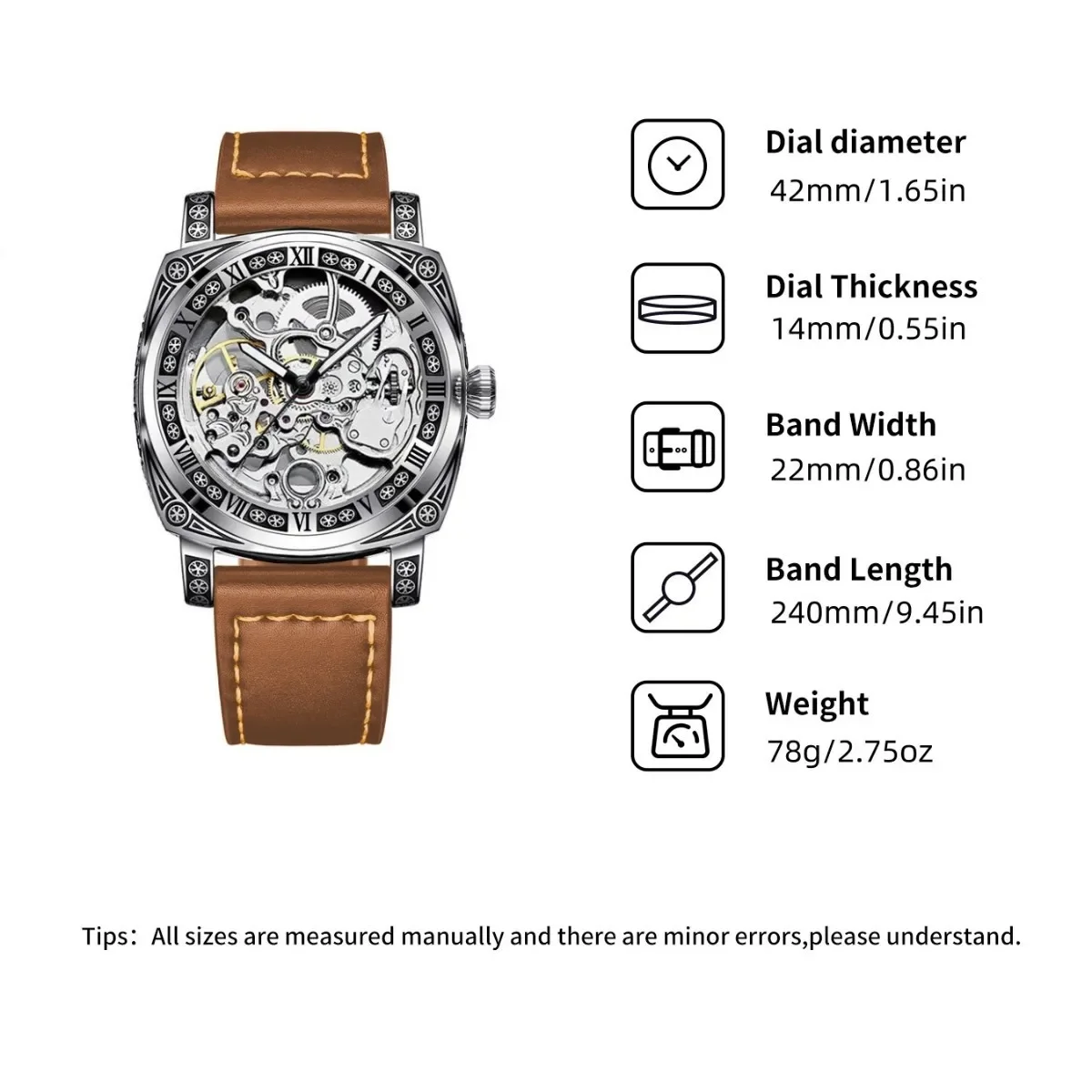 ساعة يد ميكانيكية أوتوماتيكية للرجال منحوتة من العلامة التجارية الأصلية بتصميم مجوف ساعة يد رجالي عصرية فاخرة مع حركة أوتوماتيكية بالكامل