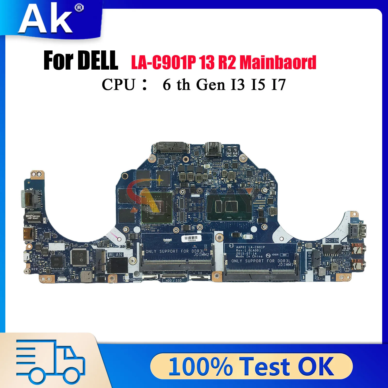 

AAP01 LA-C901P Mainboard For DELL Alienware 13 R2 with i5 i7 CPU CN-0NHYX3 CN-0V3TCJ DDR3 100% Fully Tested