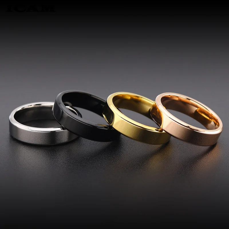 ICAM High quality 4mm/6mm Wholesale Simple Ring Fashion Rose Gold Ring Men\'s and Women\'s Exclusive Couple Wedding Ring