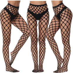 NEW Plus Size Sexy Black Web Mesh Pantyhose Summer Women Hollow Out Fishnet Tights Gothic Lace Transparent Long Stocking Ladies