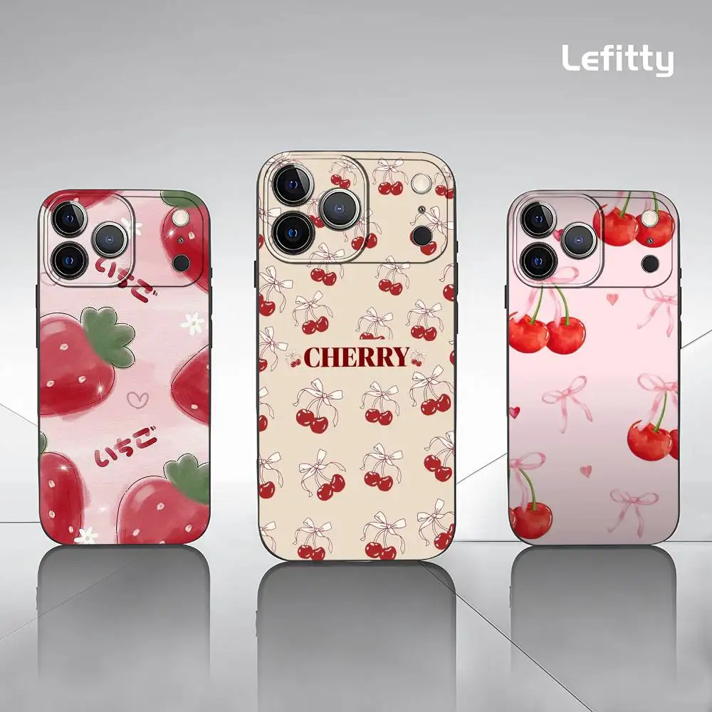 

1PC Fruit Lemon Cherry Phone Case For iPhone 16 15 14 13 Pro Max Plus Mini Frosted Soft Shell Funda Shockproof Cases
