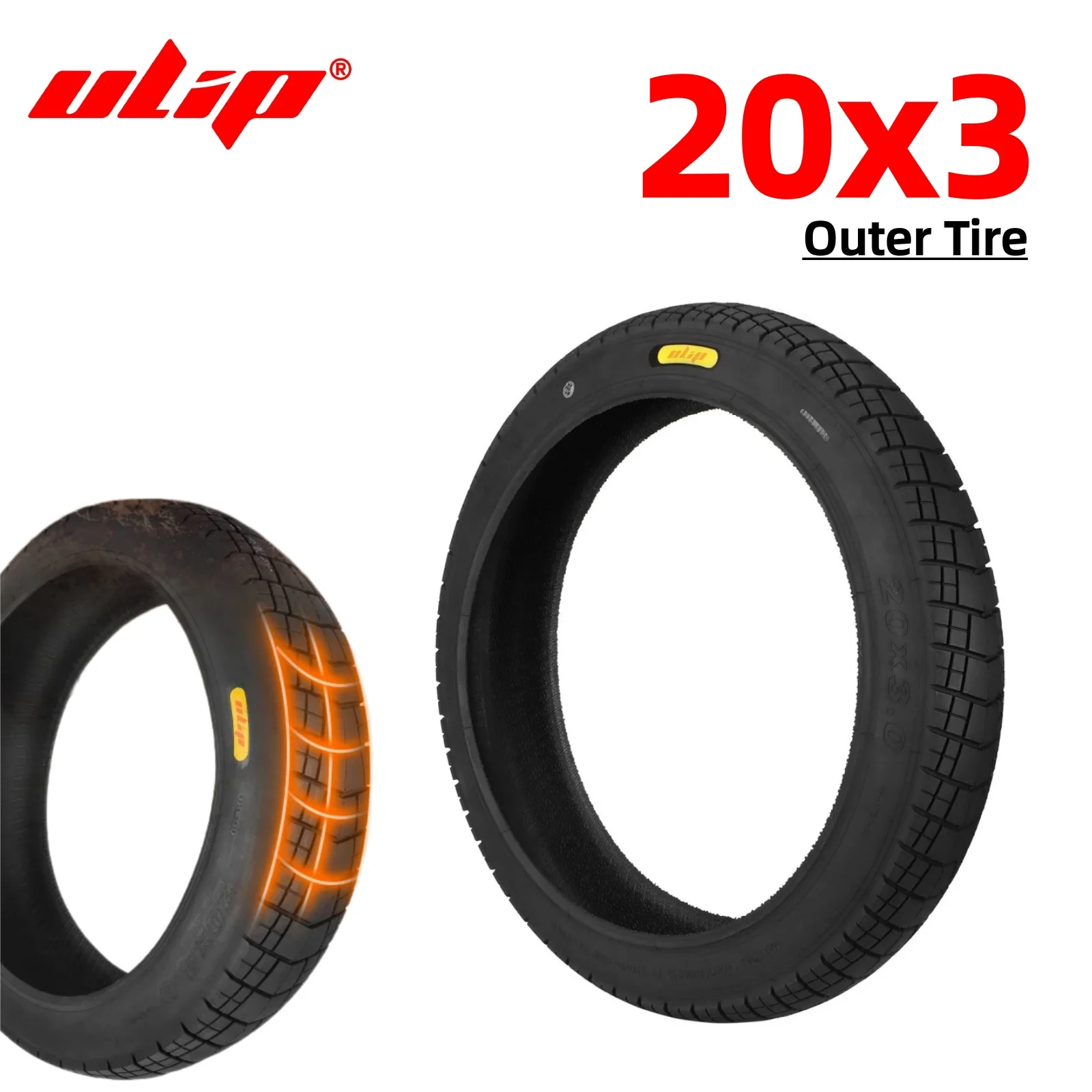 

Ulip 20x3.0 Fat Tire City Road Outer Tire Anti-slip Wear-resistant 20*3.0 Electric Bike E-scooter City Commuting Rubber Tyre