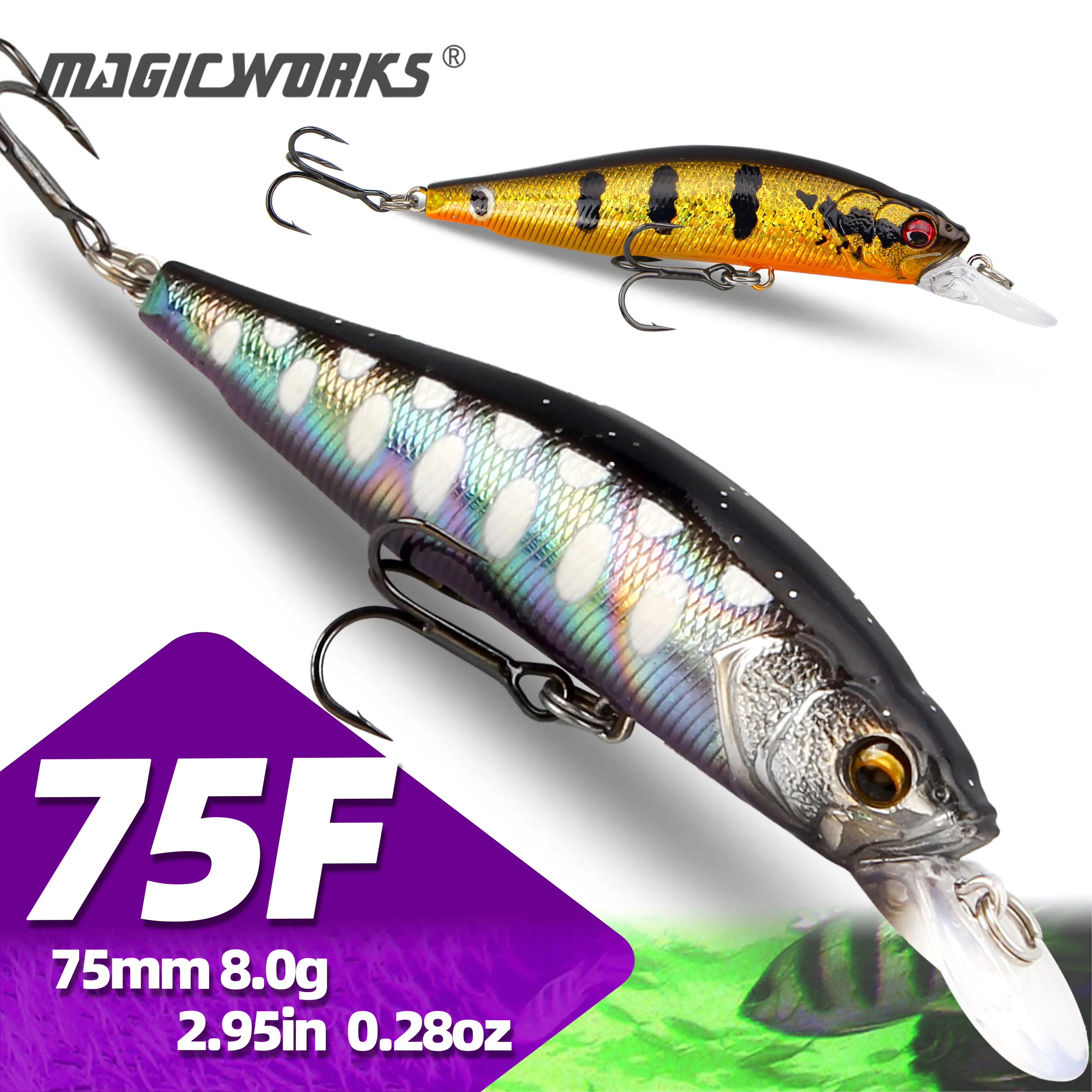 

Magic Works Minnow Hard Baits Pike Fishing Lure 75mm 8.0g Wobbler Jerkbait Minnows Floating Lures for Bass Artificial Trout Bait