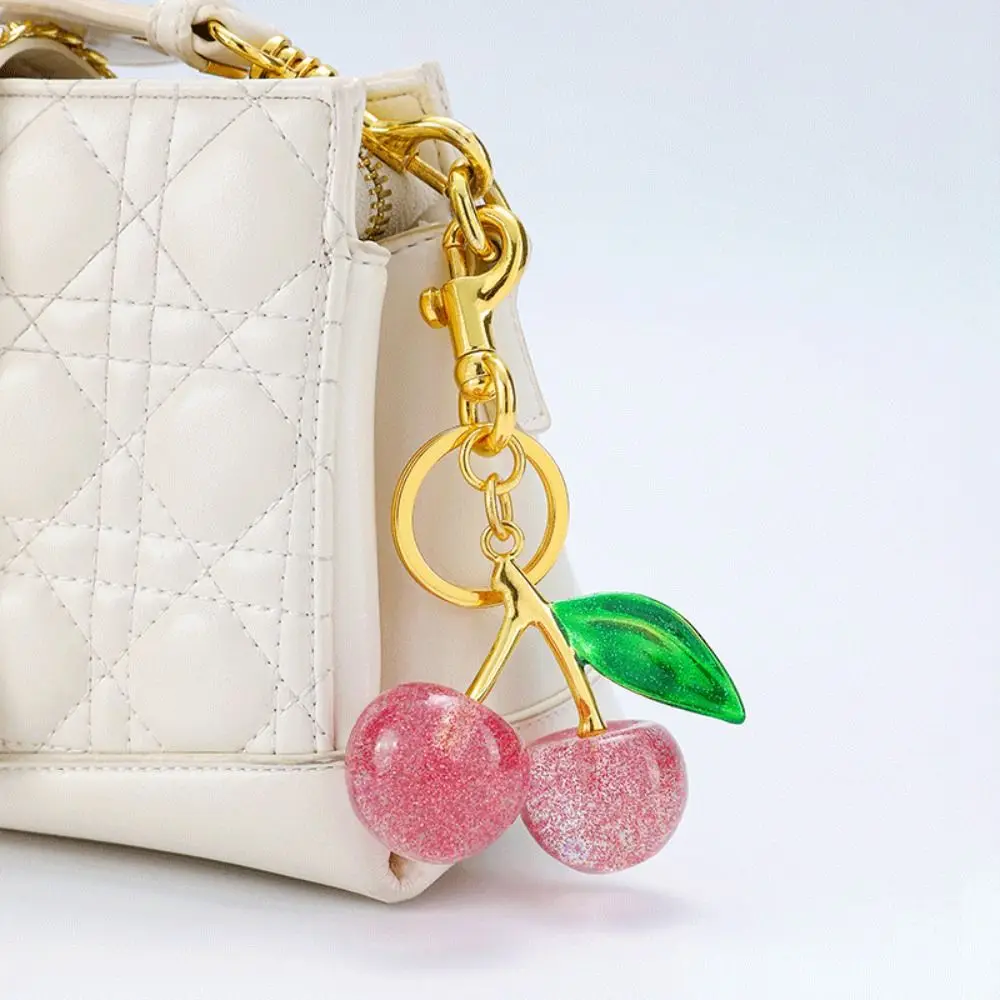 

Creative Red Cherry Keychain Exquisite Sweet Fruit Bag Charms Jewelry Accessories Ornaments Car Key Ring Hanging