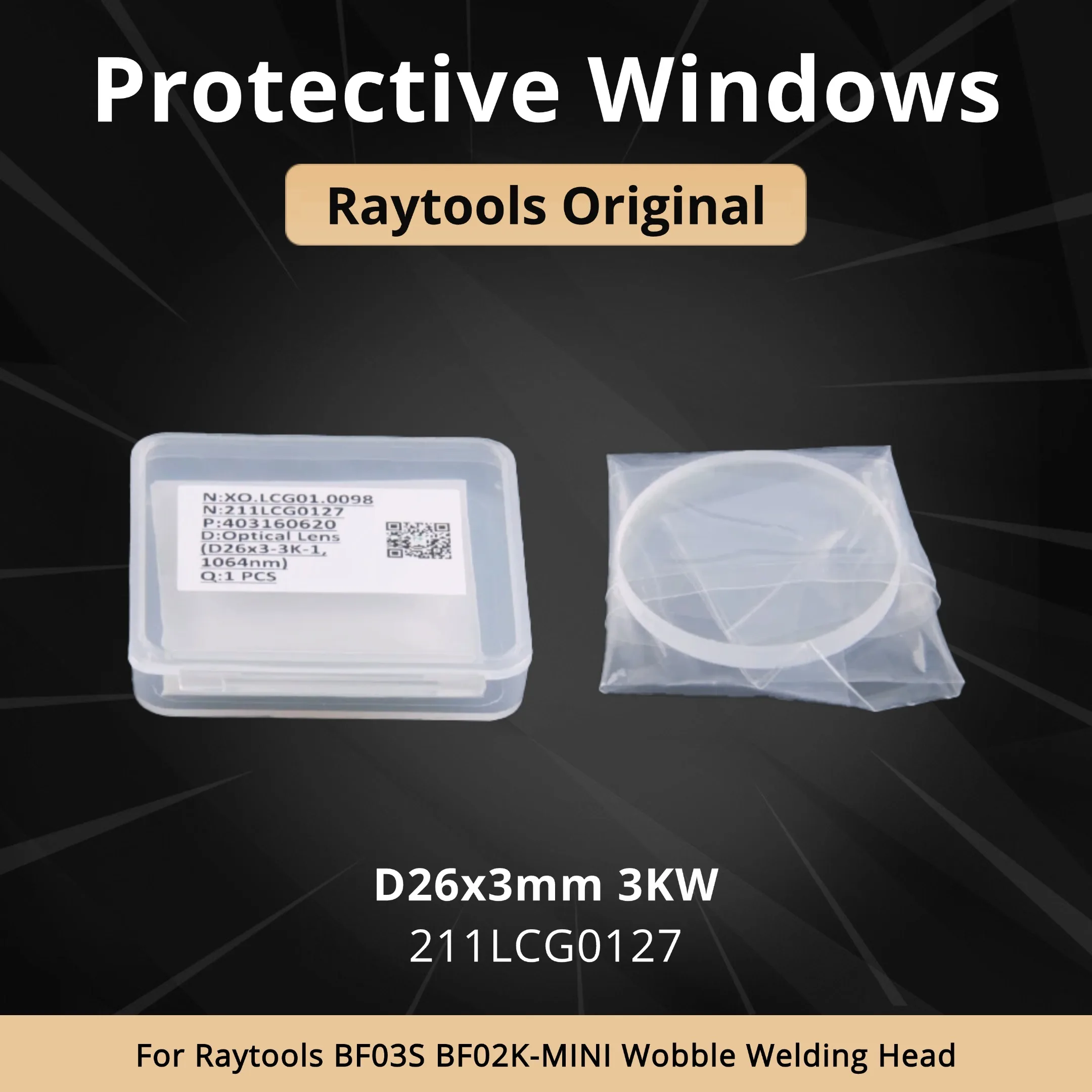 Header 10Pcs/lot Raytools Original Laser Protective Windows 26x3mm Lense For Raytools BF03S BF02K-MINI Wobble Welding Head